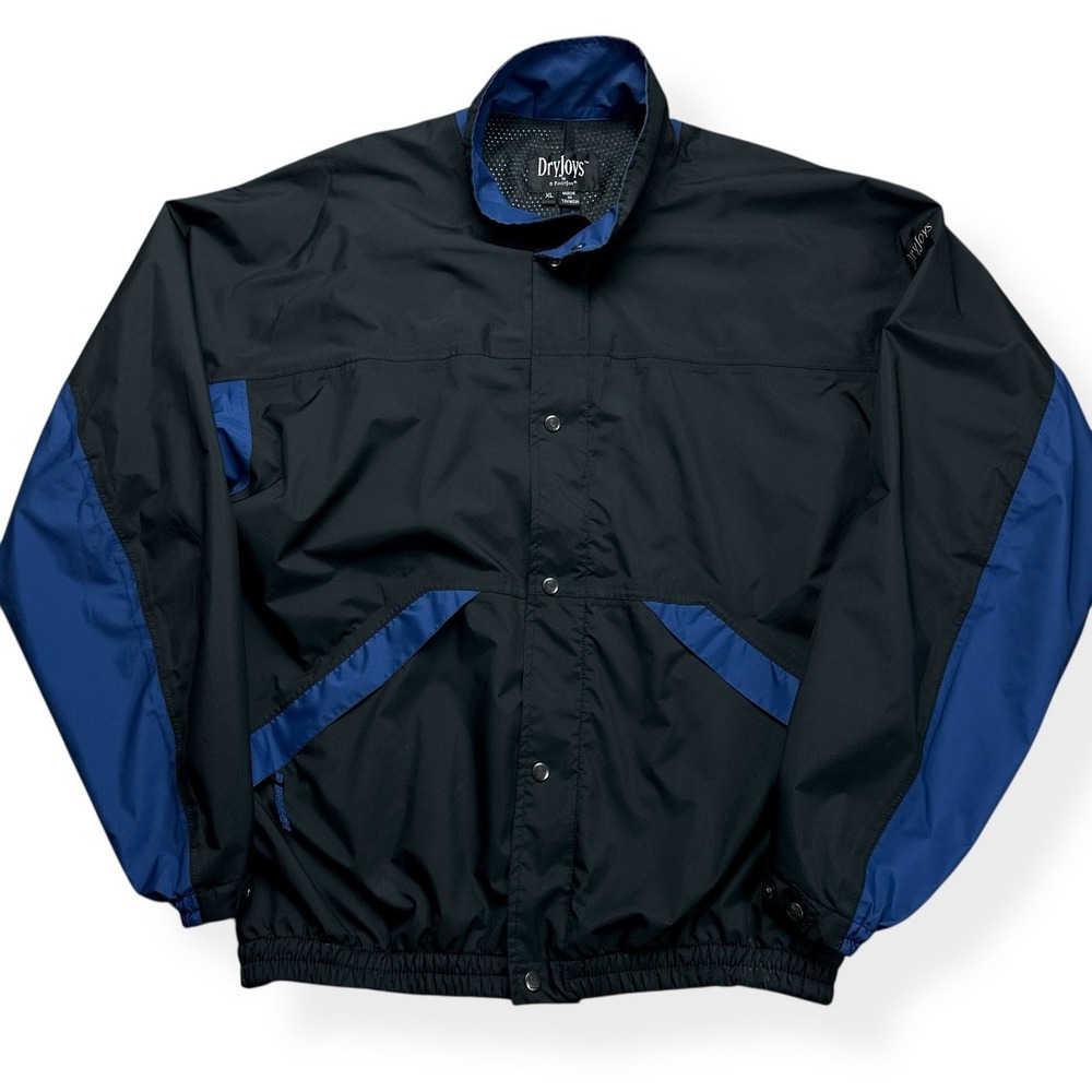 Dryjoys by FootJoy Jacket Men's Size XL Blue Black Zipper Golf Rain Pockets Coat